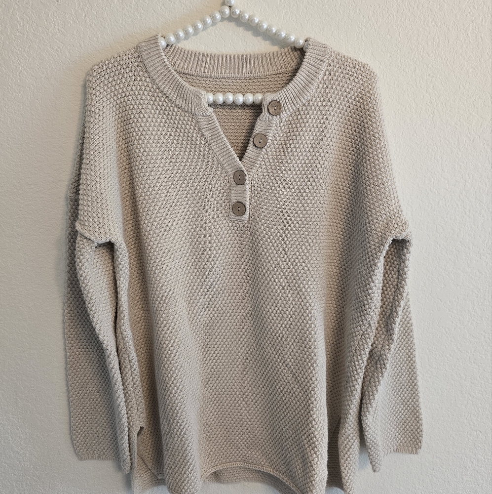 Oversized Knitted Oatmeal Sweater